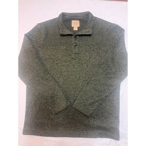 Cabincore Olive Green Button Neck Pullover XL
